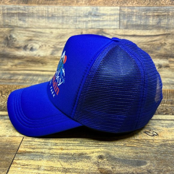 Rocky Mountain National Park Mens Trucker Hat Blue Snapback Colorado Retro Cap - Picture 4 of 8